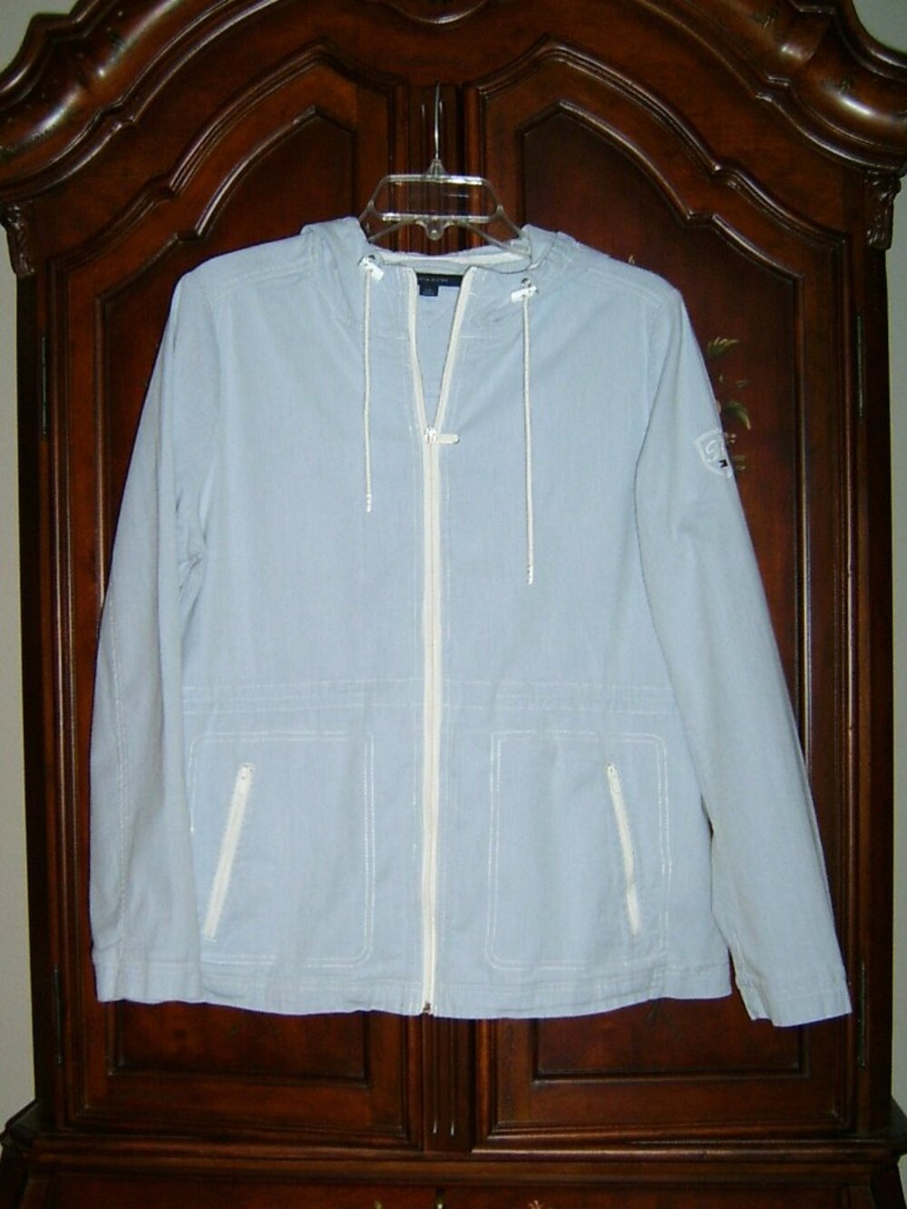 Tommy Hilfiger Pin Striped Hooded Zip Summer Jacket, Size L